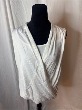 White House Black Market White Draped Sleeveless Blouse